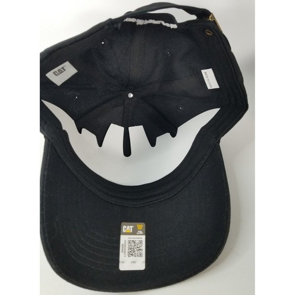 Caterpillar CAT Equipment Black White Adjustable Strapback Baseball Cap Hat - Picture 6 of 8